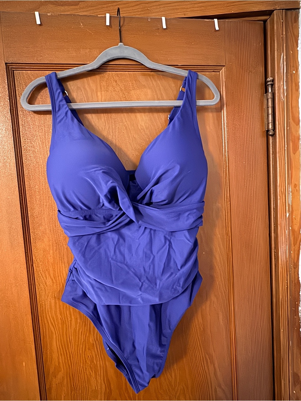 Blue swimsuit rushed sides